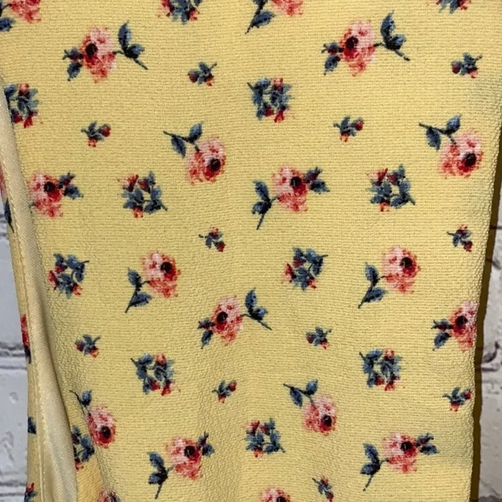 Anthro Everly Yellow Floral Romper Surplice Open Back Mini M Feminine Coquette